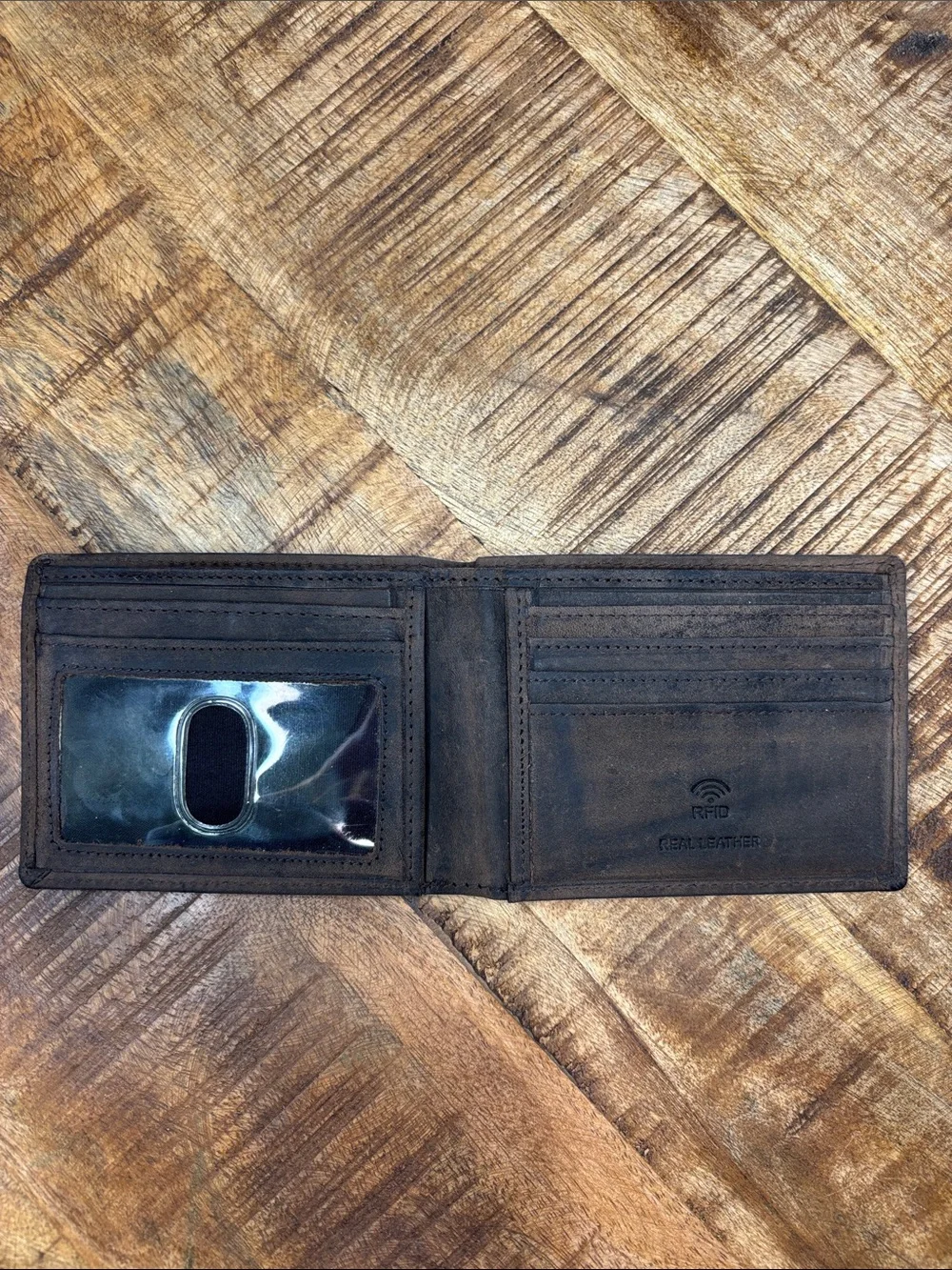 Men's Leather Bifold Card & Key Holder - Dark Brown